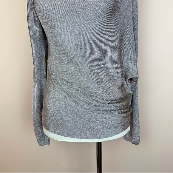 New! REISS Isla Metallic Knit One Shoulder Top - Picture 6 of 12
